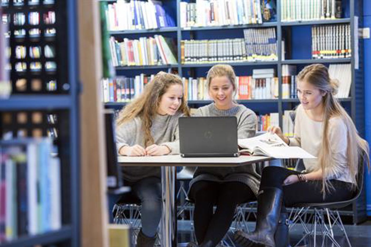 Elever på biblioteket